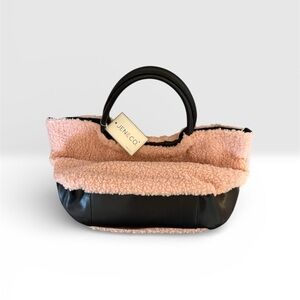 🩷 Jen & Co Sherpa Tote Bag | Blush Pink + Black 🩷